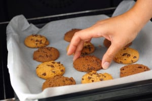 Baking homemade chocolate chip cookies