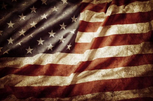 Closeup of grunge American flag